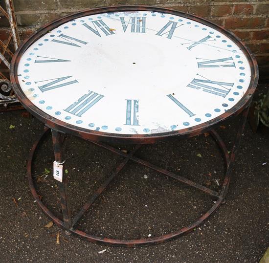 Clock face garden table